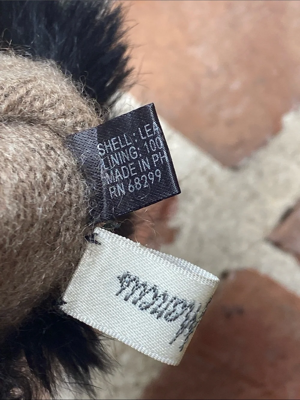 Neiman Marcus Leather & Fur Gloves with Cashmere Lining